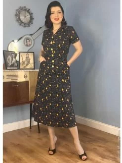 1940s Style Tea Dress Black Cat -Chic Apparel Shop 1940s style tea dress black cat p6057 28874 medium