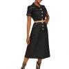 1940s Style Tea Dress Black Denim -Chic Apparel Shop 1940s style tea dress black denim p1758 15120 medium