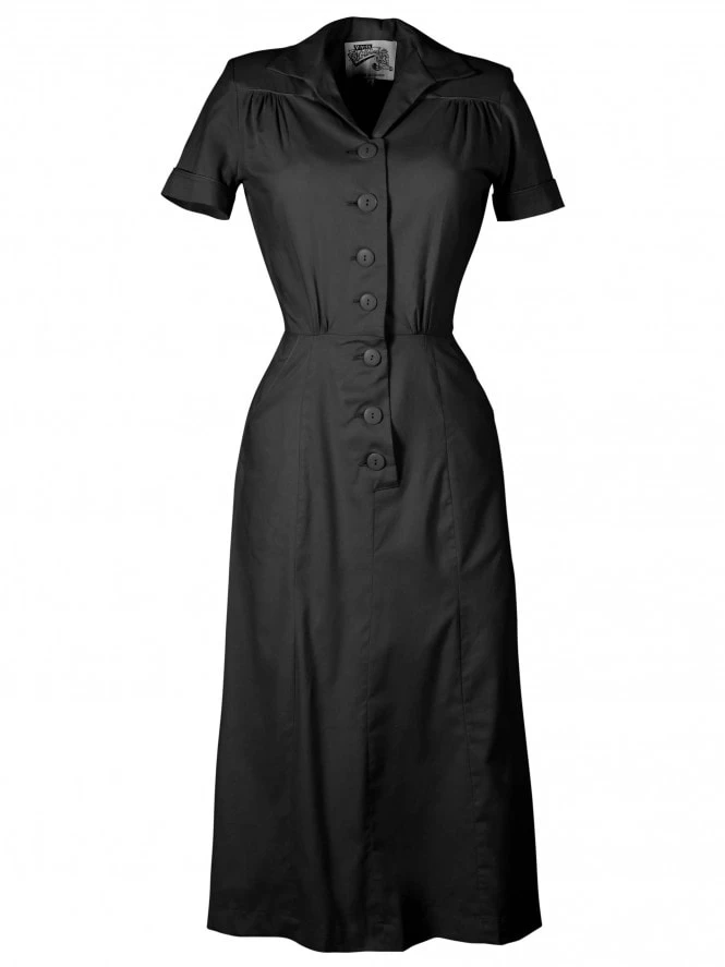 1940s Style Tea Dress Black 4 1940s Style Tea Dress Black - Image 2