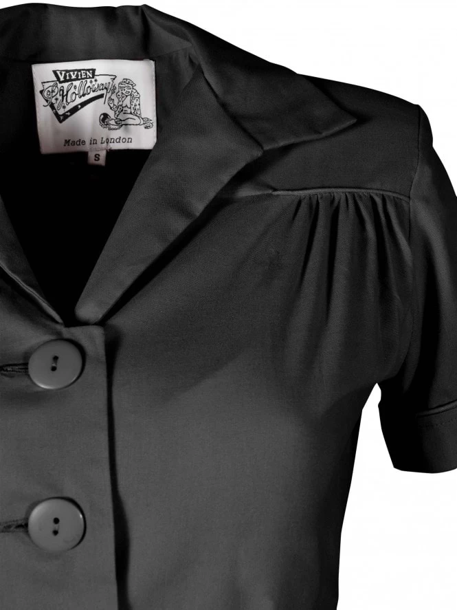 1940s Style Tea Dress Black 5 1940s Style Tea Dress Black - Image 3