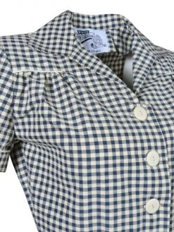 1940s Style Tea Dress Blue And Cream Gingham -Chic Apparel Shop 1940s style tea dress blue and cream gingham p5689 25105 medium