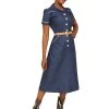 1940s Style Tea Dress Denim Dark Blue -Chic Apparel Shop 1940s style tea dress denim dark blue p1067 15122 medium