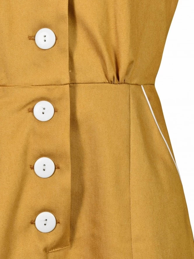1940s Style Tea Dress Denim Mustard 5 1940s Style Tea Dress Denim Mustard - Image 3