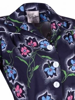 1940s Style Tea Dress Floral Spray Blue -Chic Apparel Shop 1940s style tea dress floral spray blue p4803 21343 medium