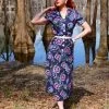 1940s Style Tea Dress Floral Spray Blue -Chic Apparel Shop 1940s style tea dress floral spray blue p4803 22405 medium