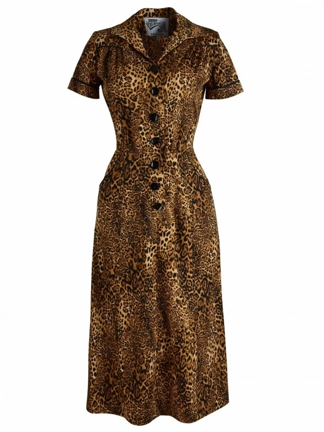 1940s Style Tea Dress Leopard 4 1940s Style Tea Dress Leopard - Image 2