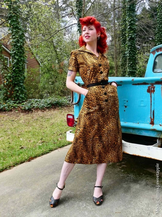 1940s Style Tea Dress Leopard 3 1940s Style Tea Dress Leopard