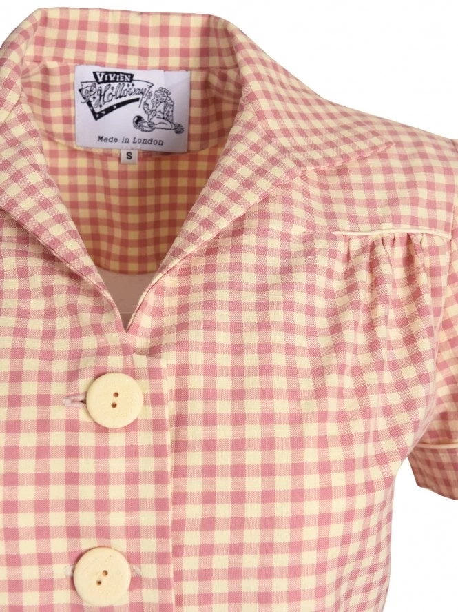 1940s Style Tea Dress Pink And Cream Gingham 5 1940s Style Tea Dress Pink And Cream Gingham - Image 3