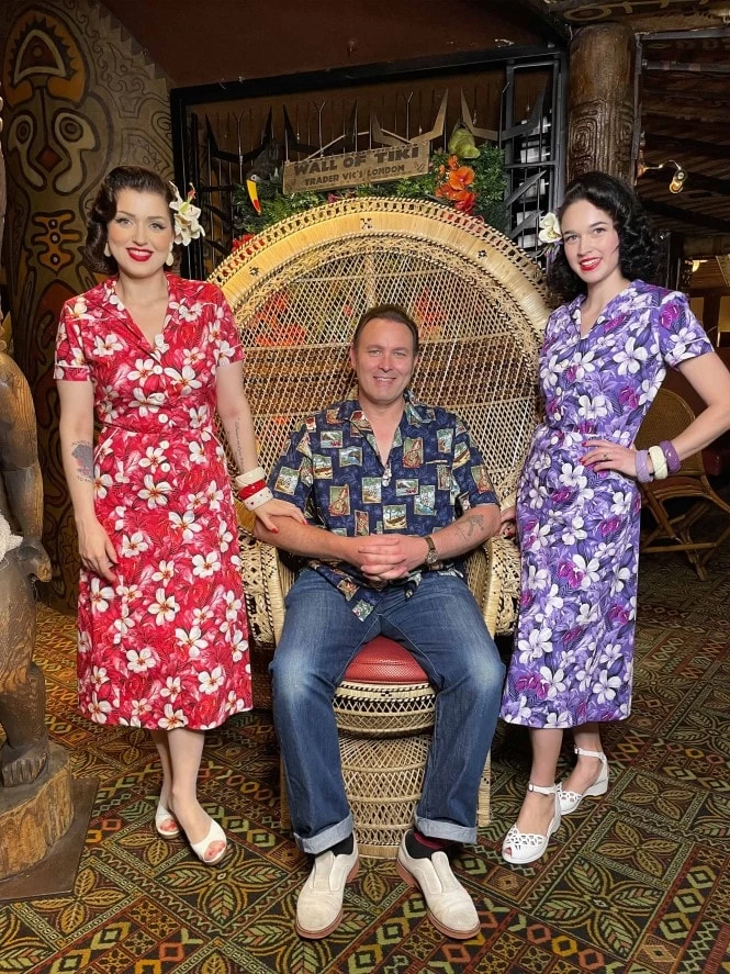 1940s Style Tea Dress Plumeria Purple 4 1940s Style Tea Dress Plumeria Purple - Image 2