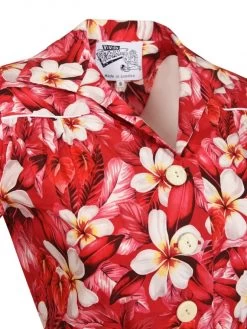 1940s Style Tea Dress Plumeria Red -Chic Apparel Shop 1940s style tea dress plumeria red p5852 26353 medium