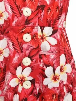 1940s Style Tea Dress Plumeria Red -Chic Apparel Shop 1940s style tea dress plumeria red p5852 26354 medium