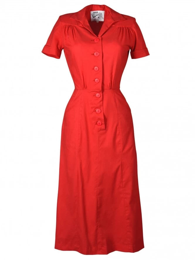 1940s Style Tea Dress Red 3 1940s Style Tea Dress Red