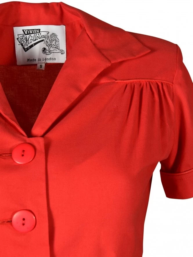 1940s Style Tea Dress Red 4 1940s Style Tea Dress Red - Image 2