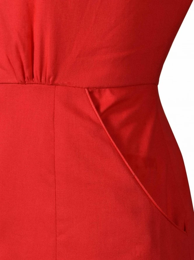 1940s Style Tea Dress Red 5 1940s Style Tea Dress Red - Image 3