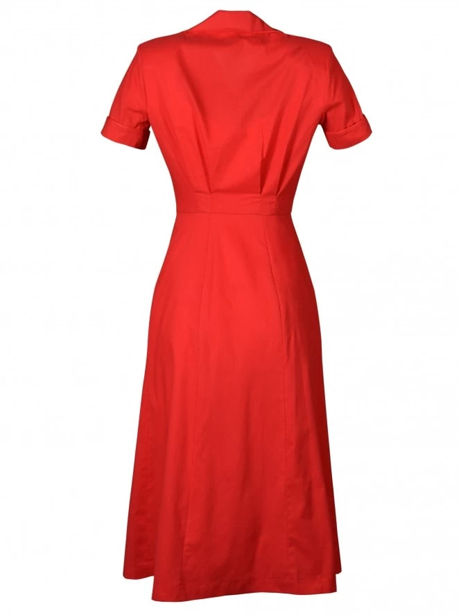 1940s Style Tea Dress Red 6 1940s Style Tea Dress Red - Image 4