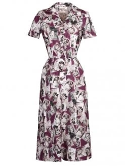 1940s Style Tea Dress Silver Screen Amethyst