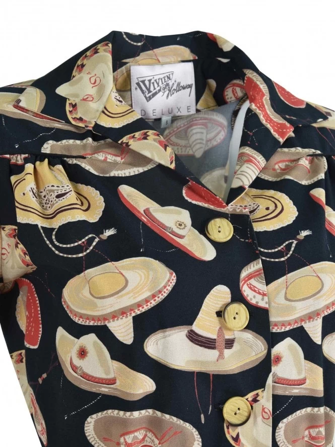 1940s Style Tea Dress Sombrero Large Black 4 1940s Style Tea Dress Sombrero Large Black - Image 2