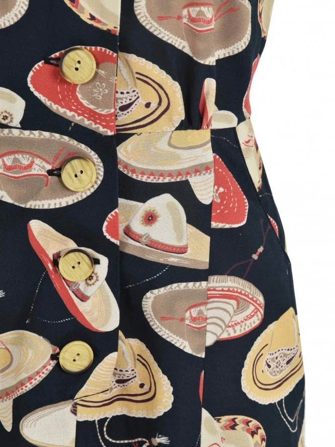 1940s Style Tea Dress Sombrero Large Black 5 1940s Style Tea Dress Sombrero Large Black - Image 3