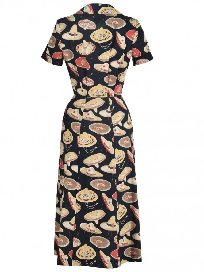 1940s Style Tea Dress Sombrero Large Black 6 1940s Style Tea Dress Sombrero Large Black - Image 4