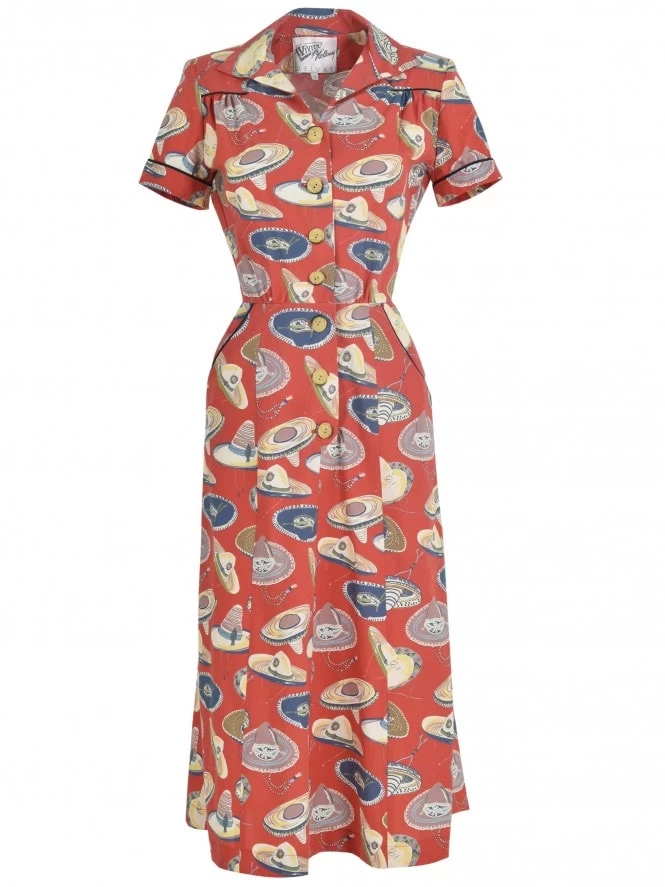 1940s Style Tea Dress Sombrero Large Rust 3 1940s Style Tea Dress Sombrero Large Rust