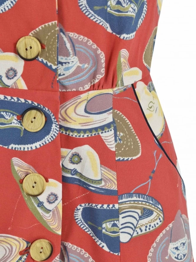 1940s Style Tea Dress Sombrero Large Rust 5 1940s Style Tea Dress Sombrero Large Rust - Image 3