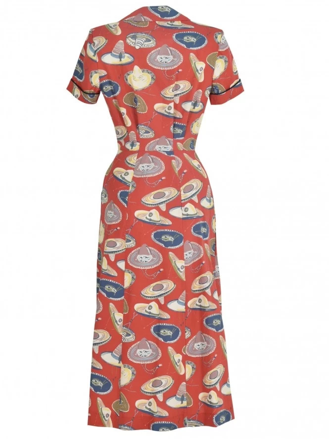 1940s Style Tea Dress Sombrero Large Rust 6 1940s Style Tea Dress Sombrero Large Rust - Image 4