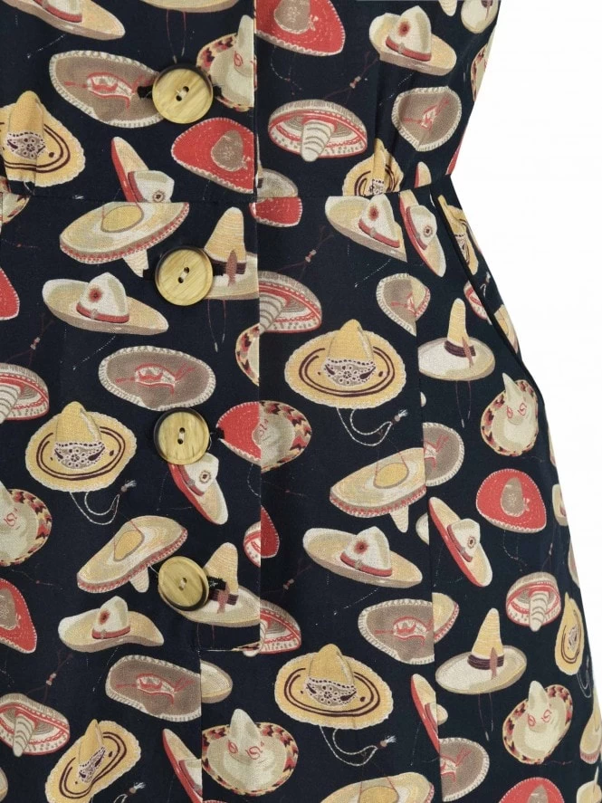 1940s Style Tea Dress Sombrero Mini Black 7 1940s Style Tea Dress Sombrero Mini Black - Image 5