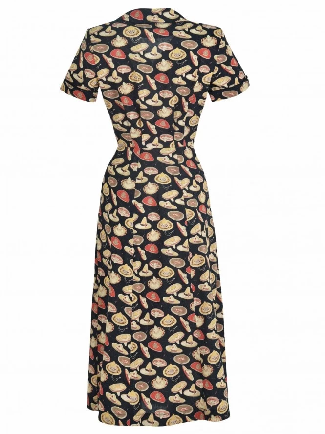 1940s Style Tea Dress Sombrero Mini Black 8 1940s Style Tea Dress Sombrero Mini Black - Image 6
