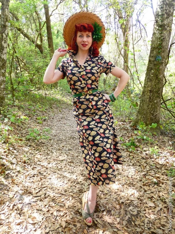 1940s Style Tea Dress Sombrero Mini Black 6 1940s Style Tea Dress Sombrero Mini Black - Image 4