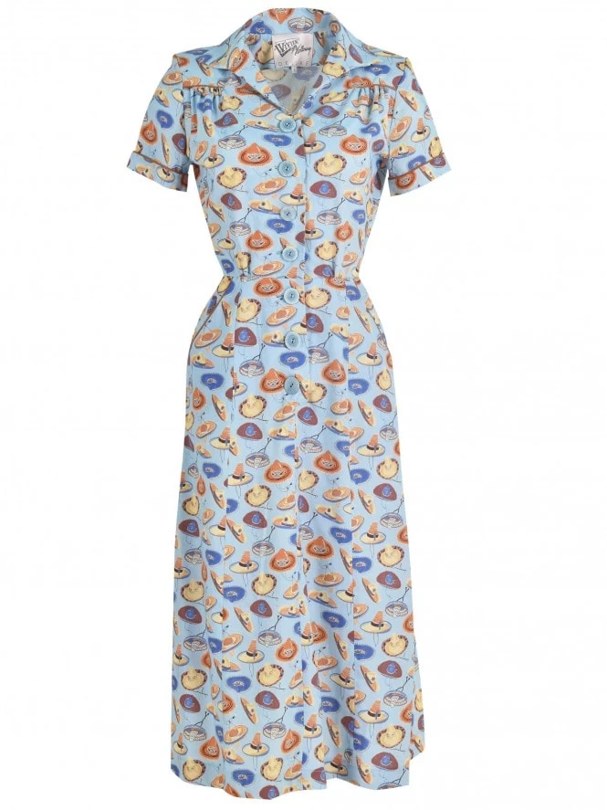 1940s Style Tea Dress Sombrero Mini Sky 4 1940s Style Tea Dress Sombrero Mini Sky - Image 2