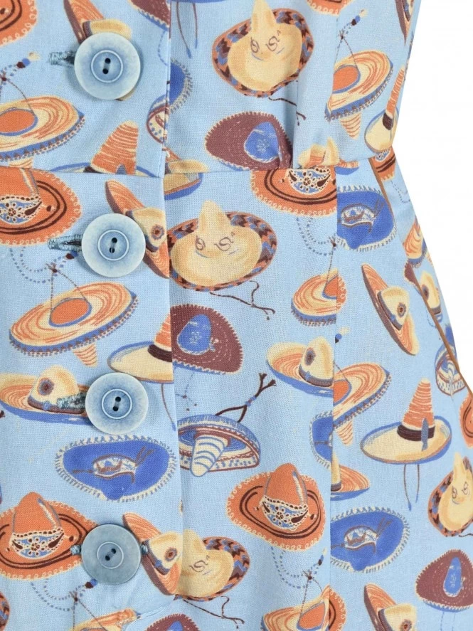 1940s Style Tea Dress Sombrero Mini Sky 7 1940s Style Tea Dress Sombrero Mini Sky - Image 5