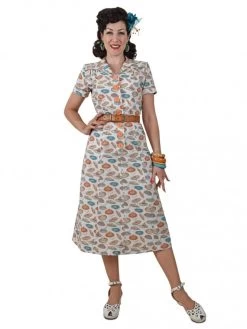 1940s Style Tea Dress Sombrero Mini Tan -Chic Apparel Shop 1940s style tea dress sombrero mini tan p4118 17269 medium