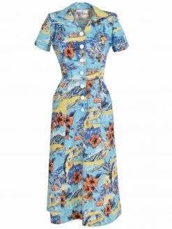1940s Style Tea Dress Tropical Island