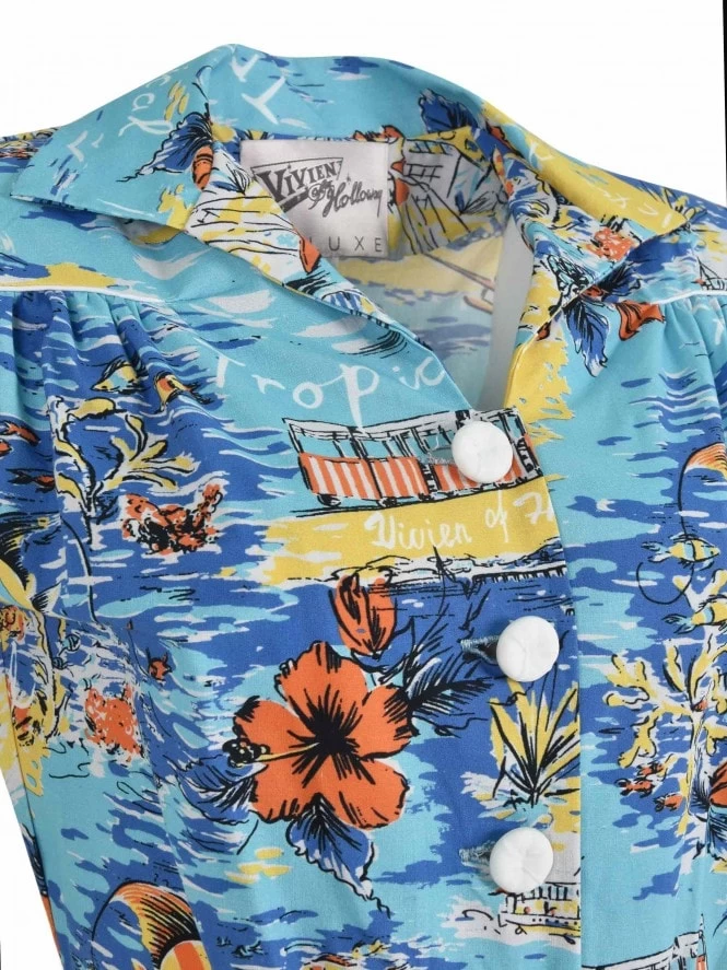 1940s Style Tea Dress Tropical Island 4 1940s Style Tea Dress Tropical Island - Image 2