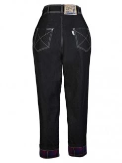 1950s Black Jeans Black And Blue Plaid Cuff -Chic Apparel Shop 1950s black jeans black and blue plaid cuff p4878 21537 medium