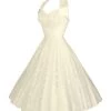 1950s Halterneck Circle Deluxe Lace Cream Dress -Chic Apparel Shop 1950s halterneck circle deluxe lace cream dress p2765 12032 medium
