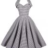 1950s Halterneck Circle Dress Black And White Gingham 2 1950s Halterneck Circle Dress Black And White Gingham -Chic Apparel Shop 1950s halterneck circle dress black and white gingham p5774 25454 medium