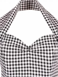 1950s Halterneck Circle Dress Black And White Gingham -Chic Apparel Shop 1950s halterneck circle dress black and white gingham p5774 25455 medium