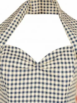 1950s Halterneck Circle Dress Blue And Cream Gingham -Chic Apparel Shop 1950s halterneck circle dress blue and cream gingham p5775 25458 medium