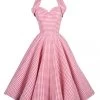 1950s Halterneck Circle Dress Magenta And Cream Gingham -Chic Apparel Shop 1950s halterneck circle dress magenta and cream gingham p5777 25462 medium
