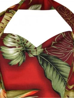 1950s Halterneck Dress Bird Of Paradise Burgundy -Chic Apparel Shop 1950s halterneck dress bird of paradise burgundy p5794 25521 medium