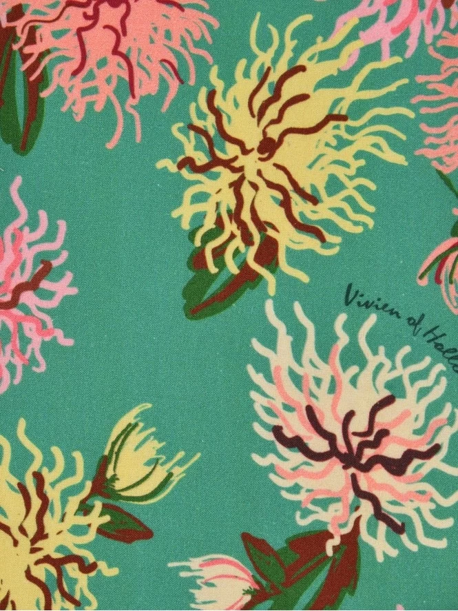 1950s Halterneck Dress Chrysanthemum Green 5 1950s Halterneck Dress Chrysanthemum Green - Image 3