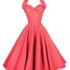 1950s Halterneck Dress Coral Sateen -Chic Apparel Shop 1950s halterneck dress coral sateen p6488 28732 medium