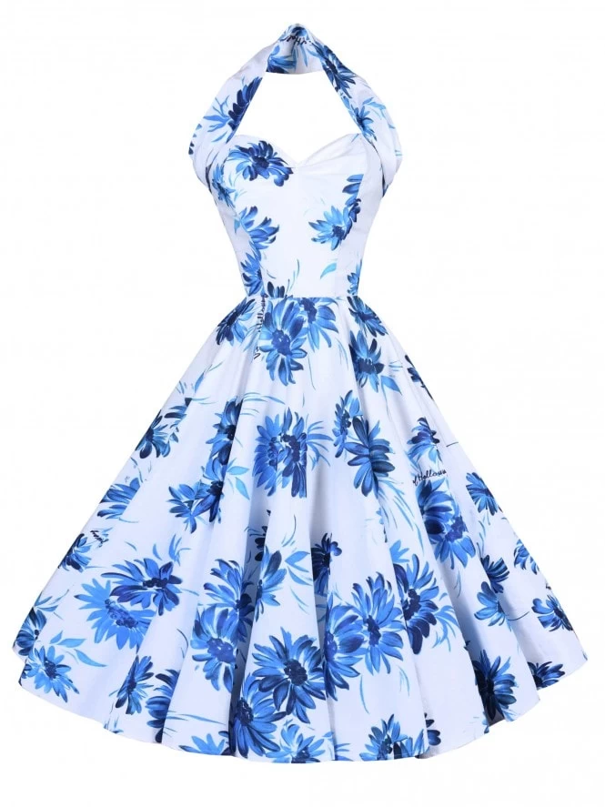 1950s Halterneck Dress Dahlia Blue 3 1950s Halterneck Dress Dahlia Blue