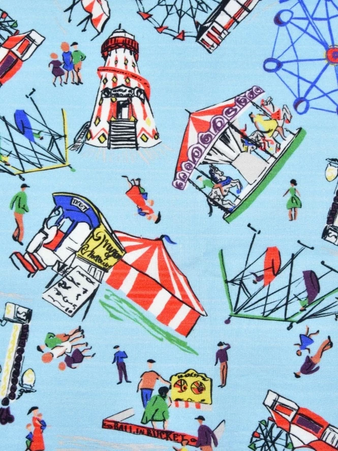 1950s Halterneck Dress Fairground Blue 5 1950s Halterneck Dress Fairground Blue - Image 3