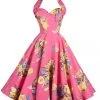 1950s Halterneck Dress Gardener Pink -Chic Apparel Shop 1950s halterneck dress gardener pink p5840 28751 medium