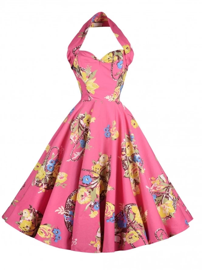 1950s Halterneck Dress Gardener Pink 3 1950s Halterneck Dress Gardener Pink