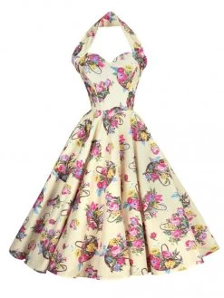 1950s Halterneck Dress Gardener Vanilla -Chic Apparel Shop 1950s halterneck dress gardener vanilla p5839 26685 medium