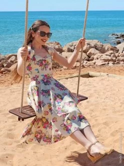 1950s Halterneck Dress Gardener Vanilla -Chic Apparel Shop 1950s halterneck dress gardener vanilla p5839 28405 medium