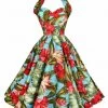 1950s Halterneck Dress Hibiscus Turquoise -Chic Apparel Shop 1950s halterneck dress hibiscus turquoise p6247 27906 medium